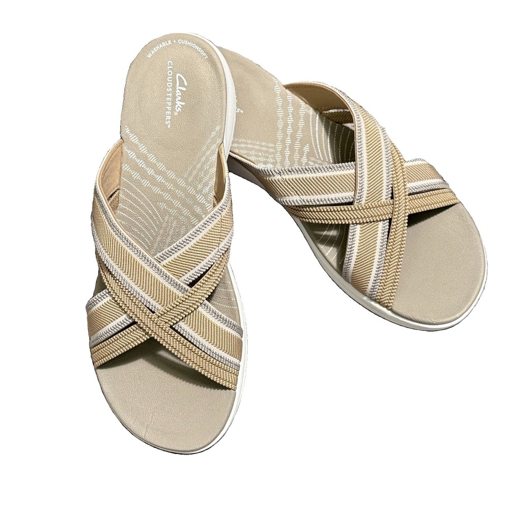 New Clarks Cloudsteppers Mira Isle Women's Sandals Shoes Tan‎ Sand Sable 9.5W